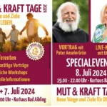 Banner für die Mut und KraftTage 2024. Man sieht die Referenten darauf